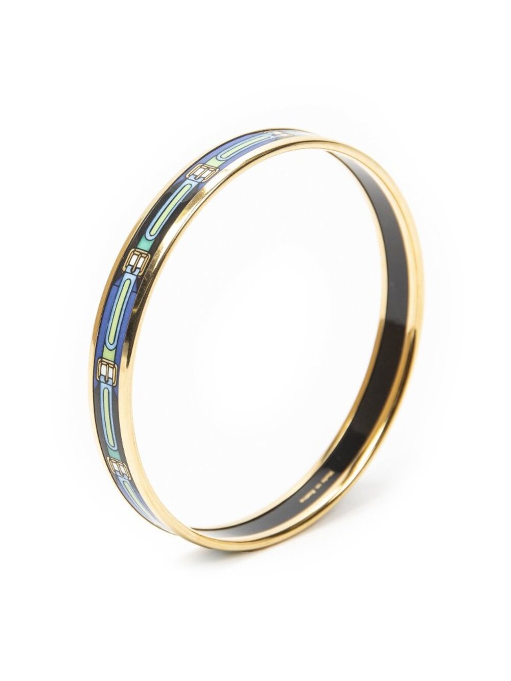 Hermes Enamel Bangle Blue Plating Bracelet